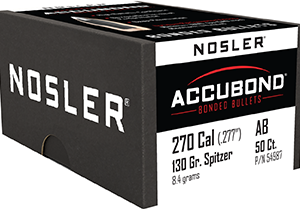 Nosler AccuBond Bullets .270 Cal. 130 gr. Spitzer Point 50 pk.