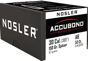 Nosler AccuBond Bullets .30 Cal. 150 gr. Spitzer Point 50 pk.