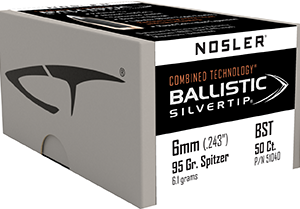 Nosler Ballistic Silvertip Hunting Bullets 6mm 95 gr. Spitzer Point 50 pk.