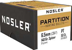 Nosler Partition Bullets 6.5mm 140 gr. Spitzer Point 50 pk.