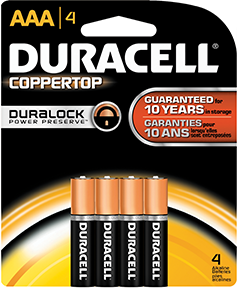 Duracell Coppertop Batteries AAA 4 pk.